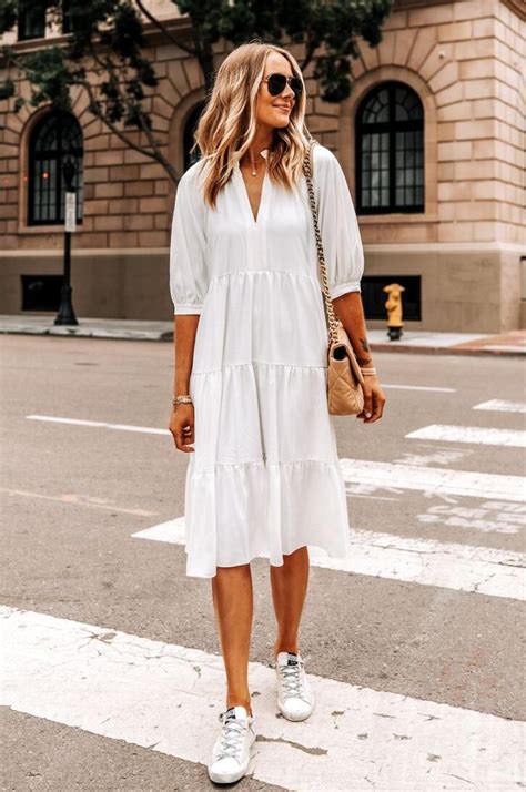 summer dresses with white sneakers.